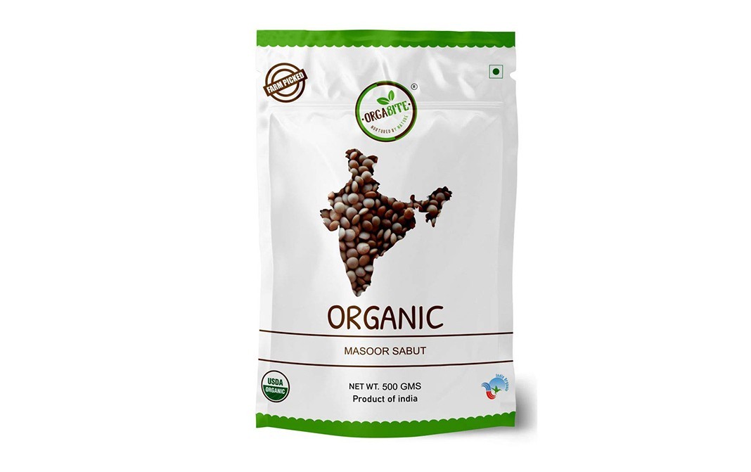 Orgabite Organic Masoor Sabut    Pack  500 grams